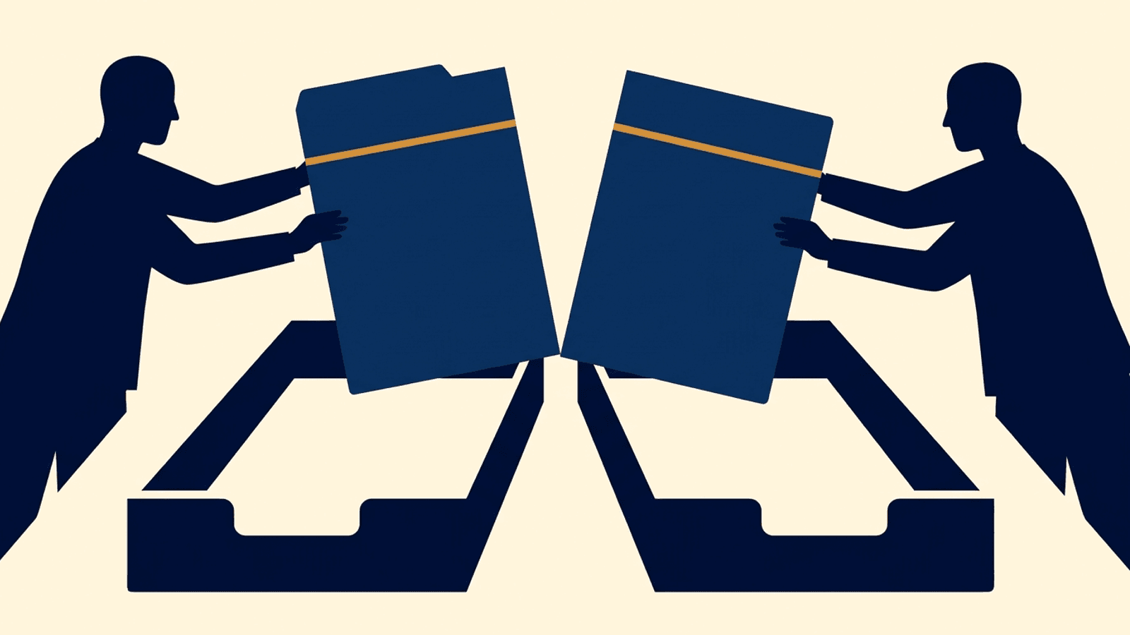 A split in an evaluation record where the business outcome is routed into one tray while the representative's technique is routed into another.